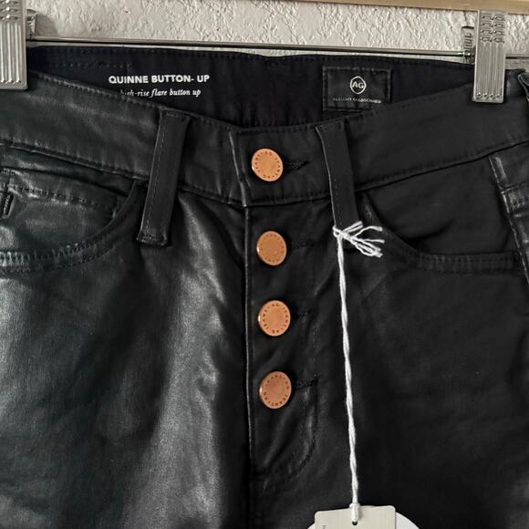 AG Adriano Goldschmied Quinne High Rise Faux Leather Black Jeans NWT Size 23 - Picture 6 of 9